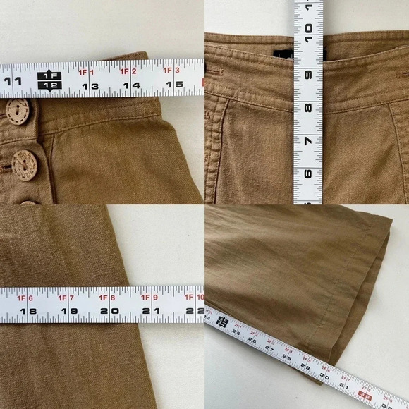 Le Chateau Linen Pants Wide Leg Palazzo Flowy Nautical Neutral Tan Size 6 - Picture 11 of 16